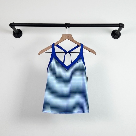NWT Nike Hyper Royal Micro Stripe V-Neck Tankini Swim Top - Picture 3 of 6
